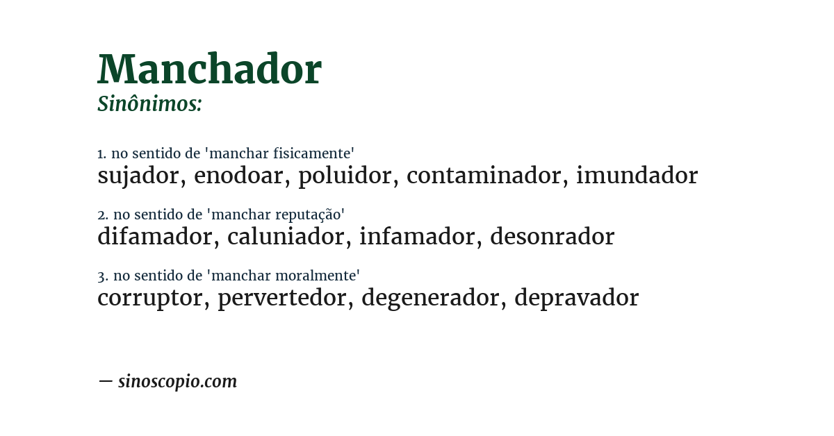 Sinônimo de manchador