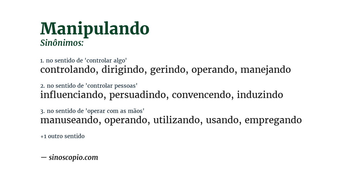 Sinônimo de manipulando