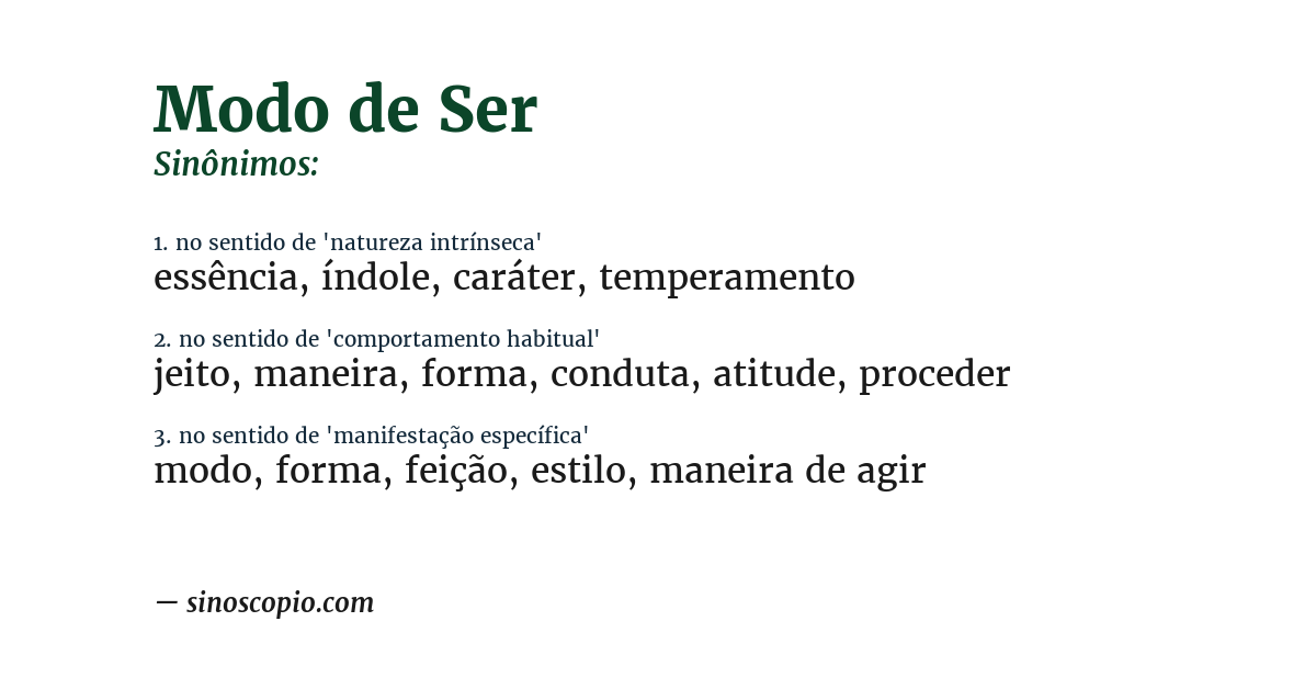 Sinônimo de modo de ser