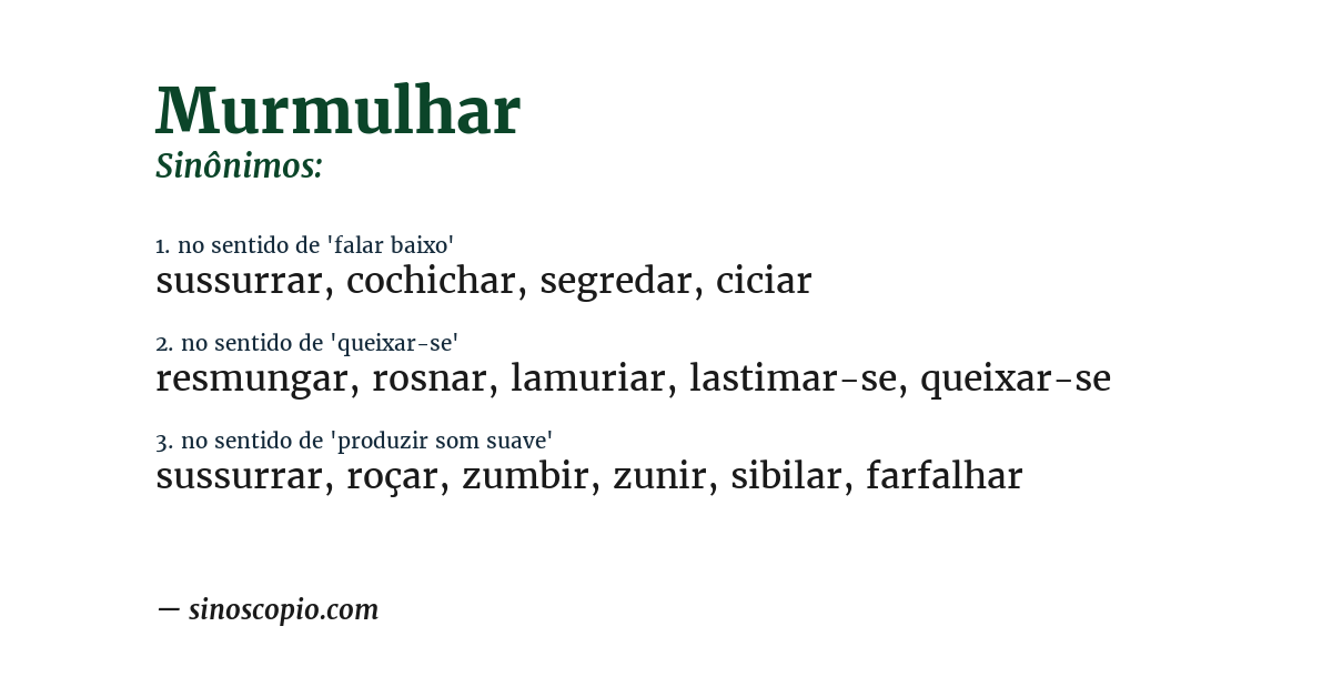 Sinônimo de murmulhar