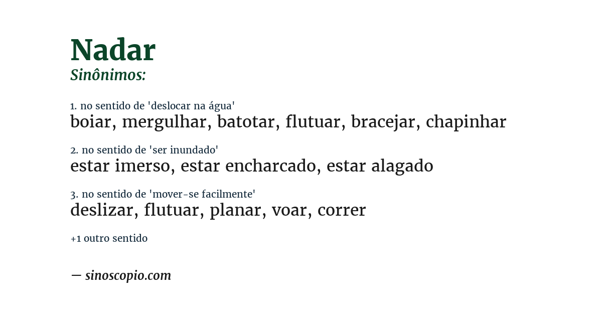 Sinônimo de nadar