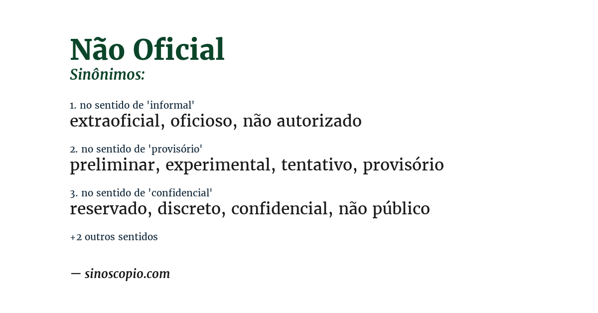 Sinônimo de não oficial