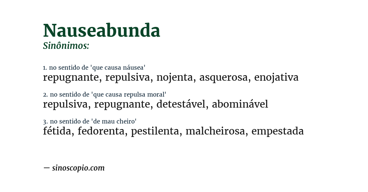 Sinônimo de nauseabunda