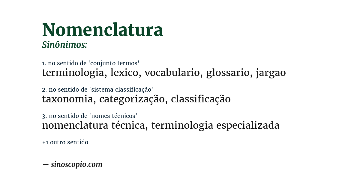 Sinônimo de nomenclatura