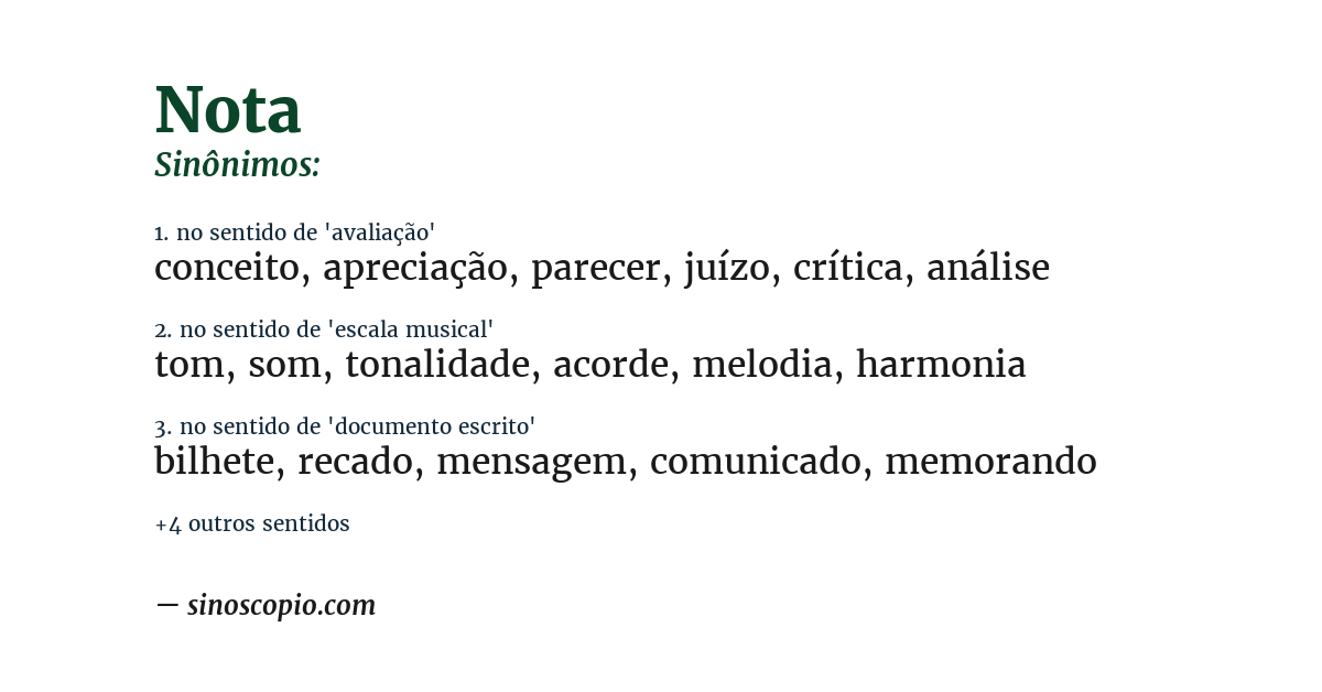 Sinônimo de nota