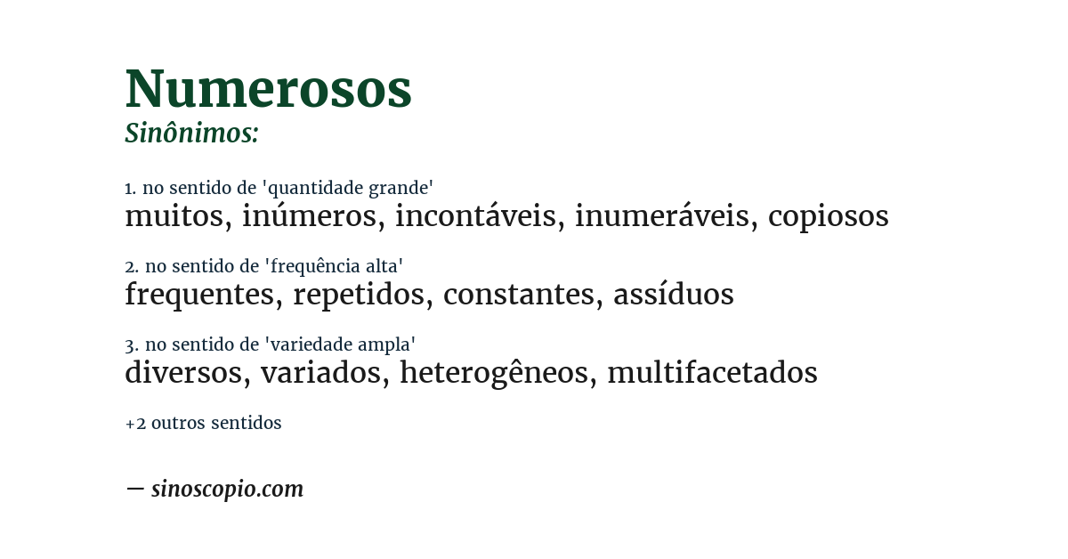 Sinônimo de numerosos