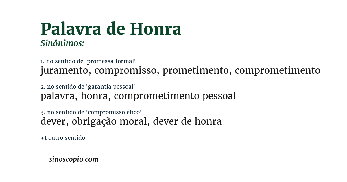Sinônimo de palavra de honra