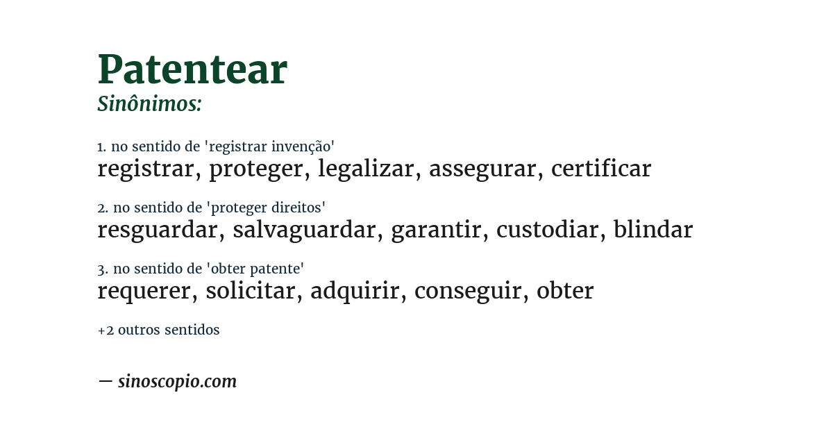 Sinônimo de patentear