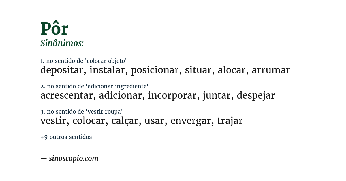 Sinônimo de pôr