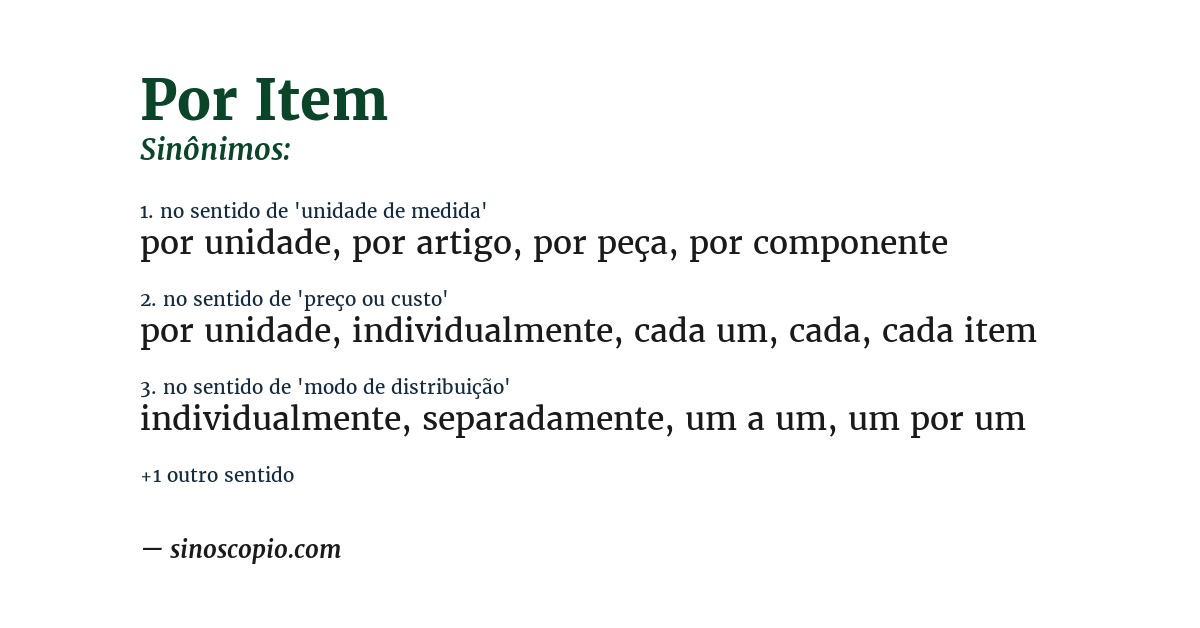 Sinônimo de por item