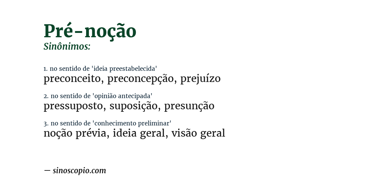 Sinônimo de pré-noção