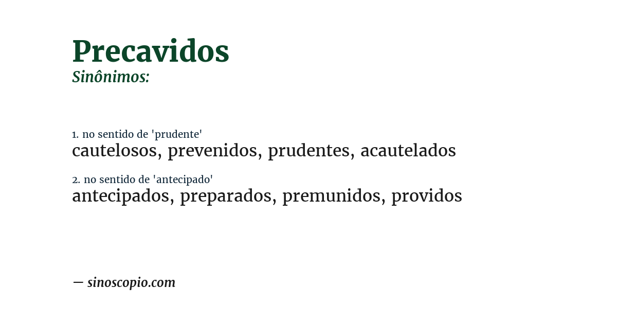 Sinônimo de precavidos