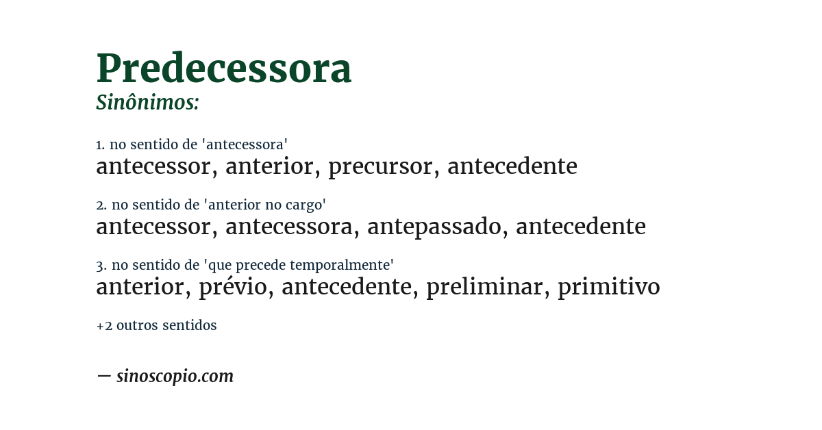 Sinônimo de predecessora