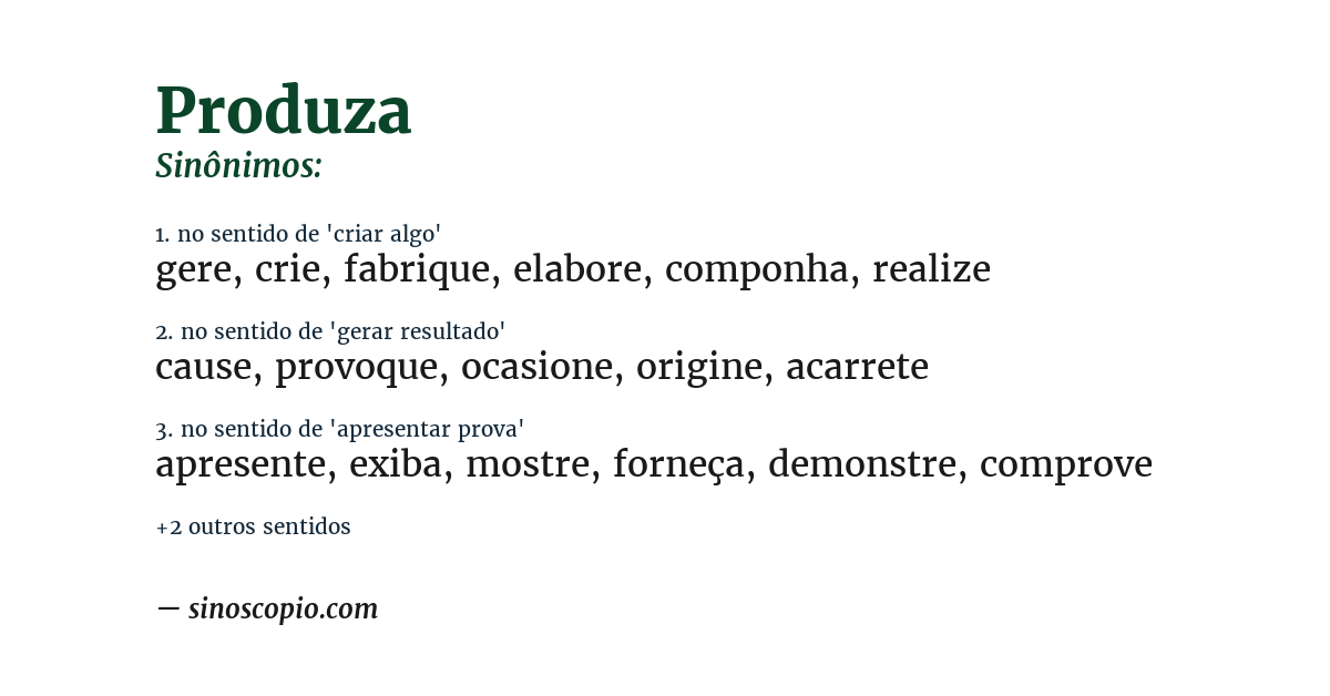 Sinônimo de produza