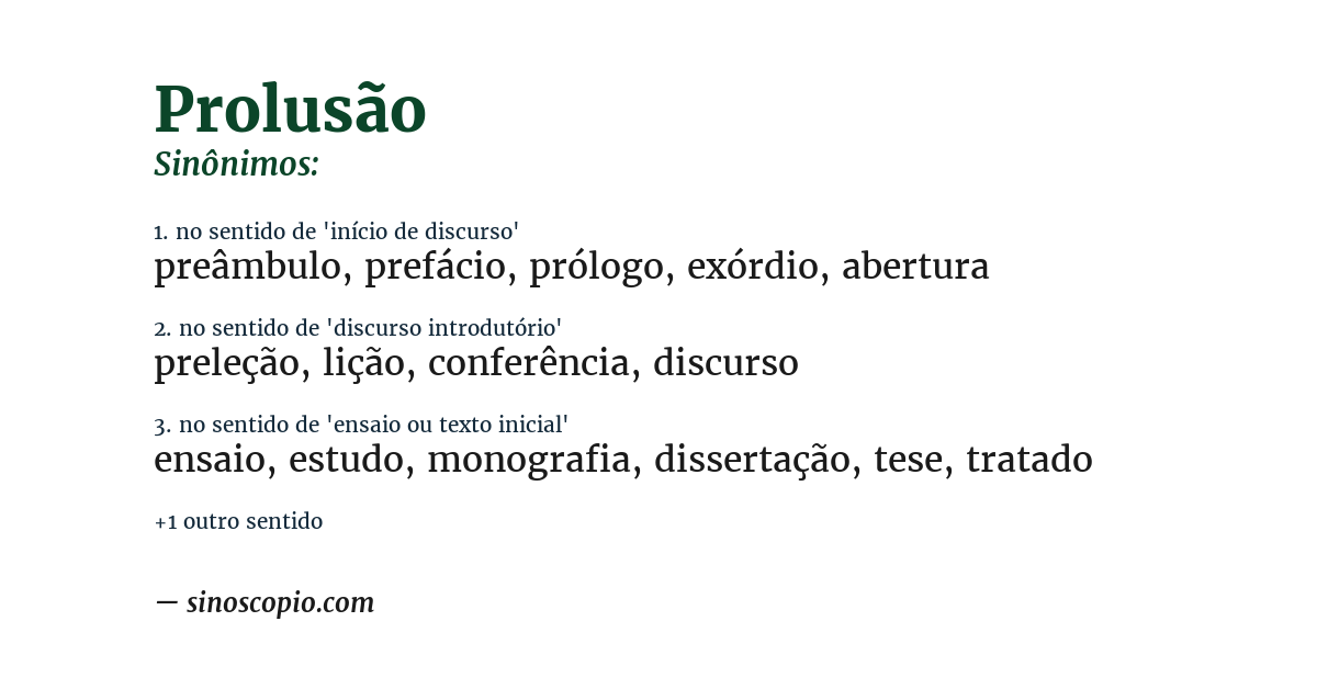 Sinônimo de prolusão