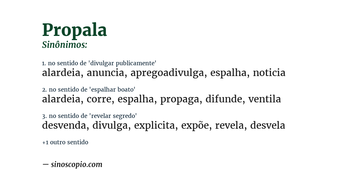 Sinônimo de propala