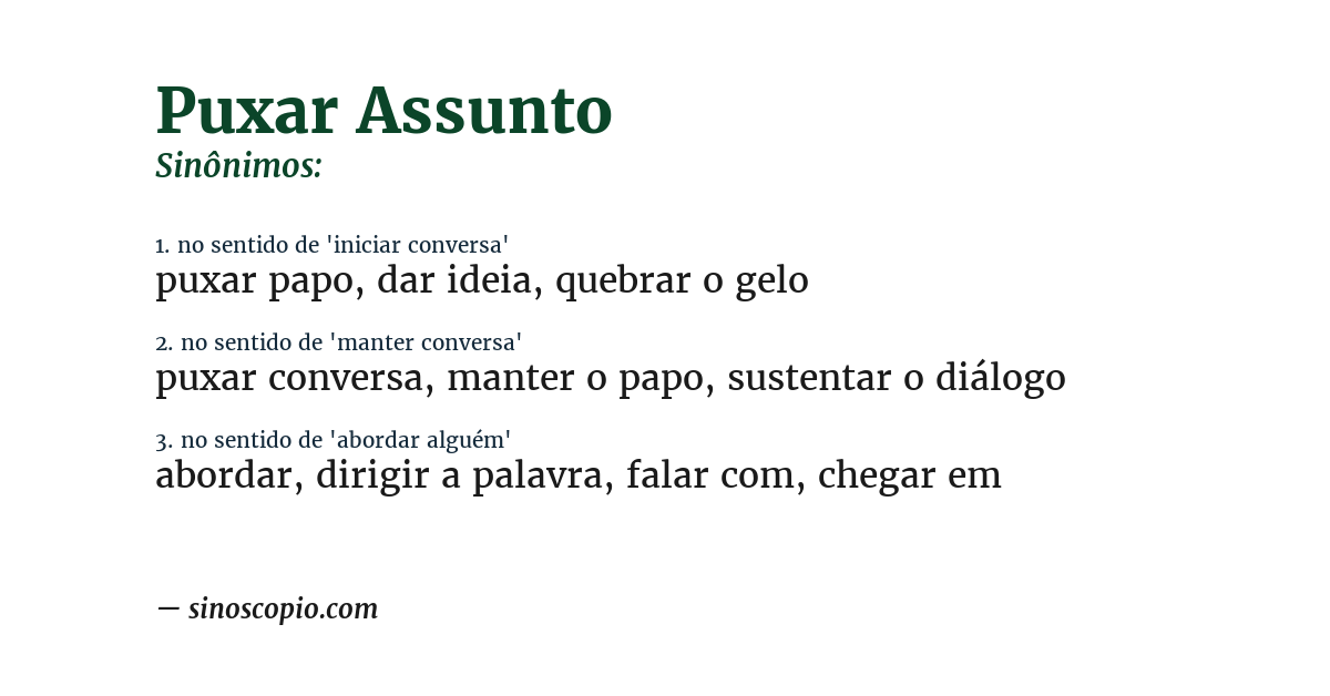 Sinônimo de puxar assunto