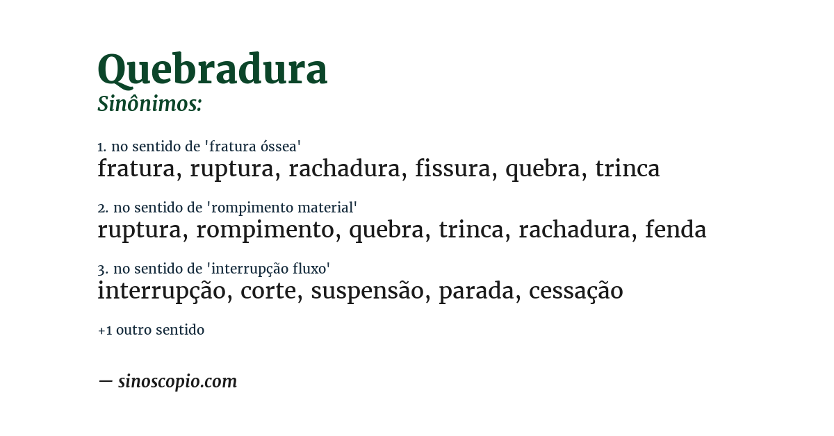 Sinônimo de quebradura