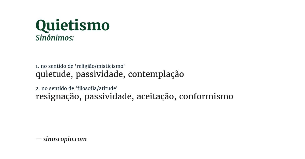 Sinônimo de quietismo