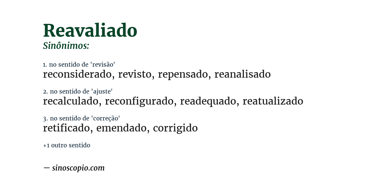 Sinônimo de reavaliado