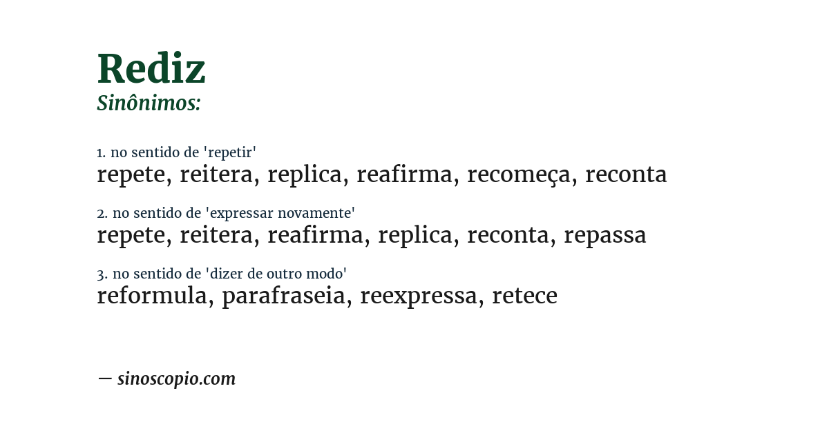 Sinônimo de rediz