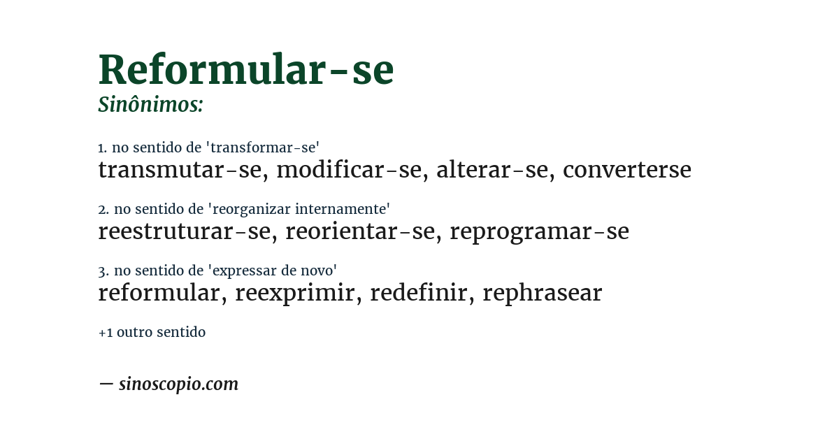 Sinônimo de reformular-se