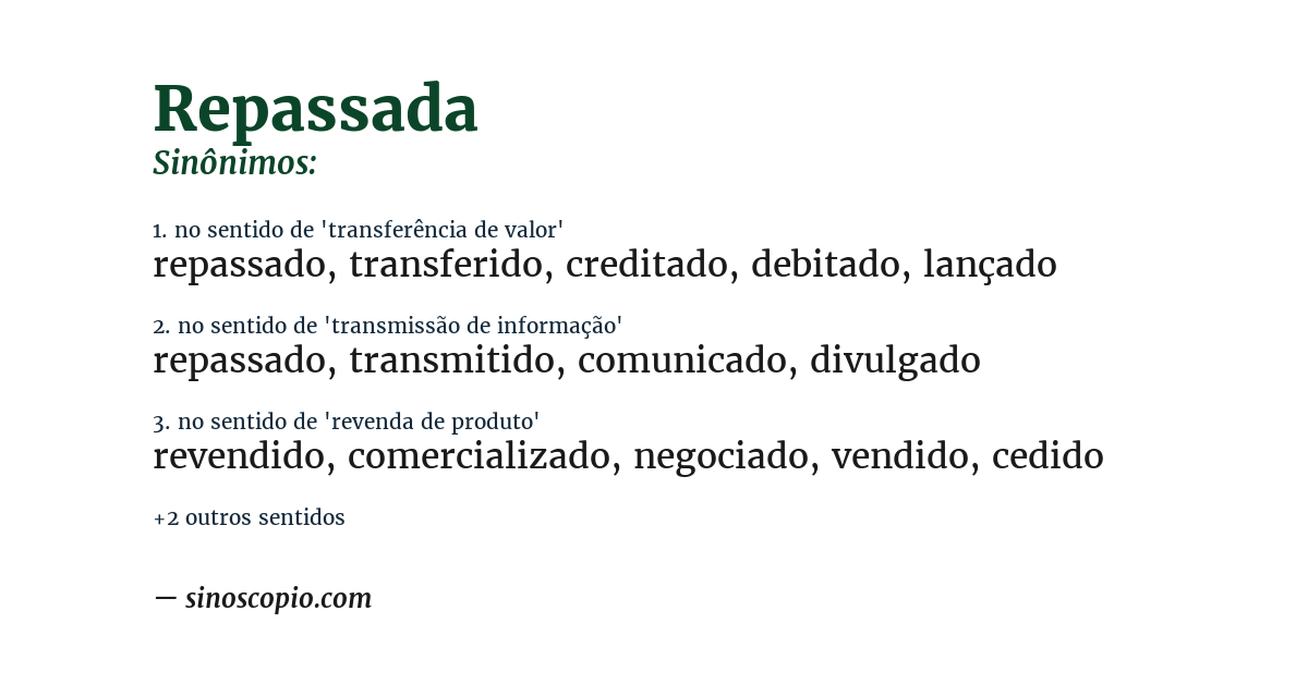 Sinônimo de repassada