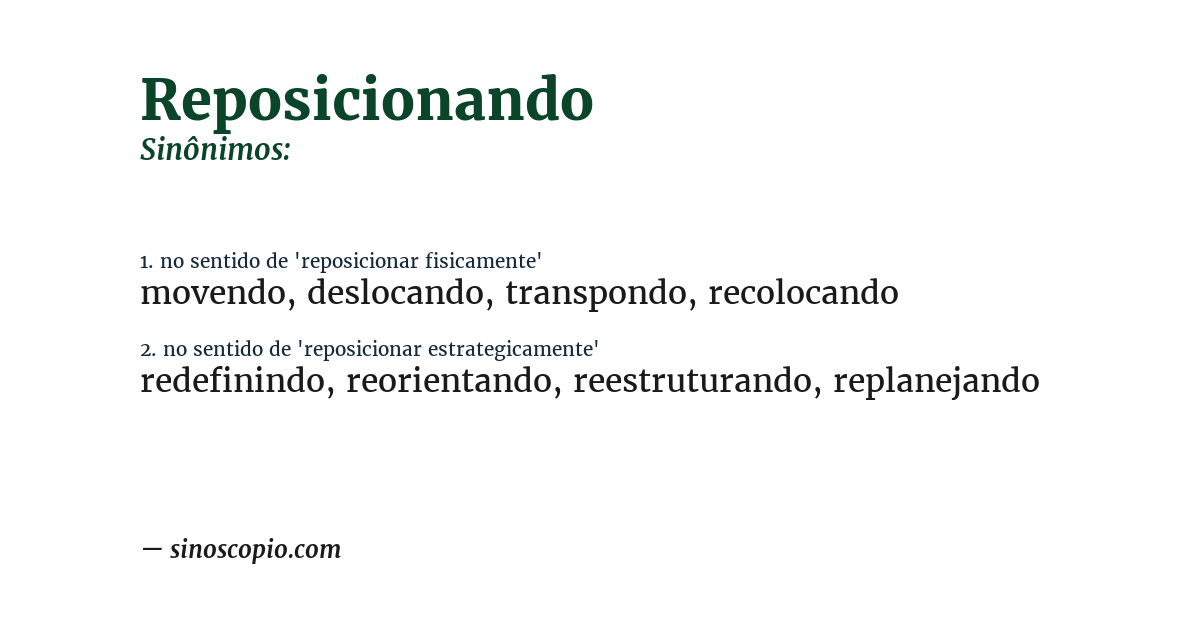 Sinônimo de reposicionando