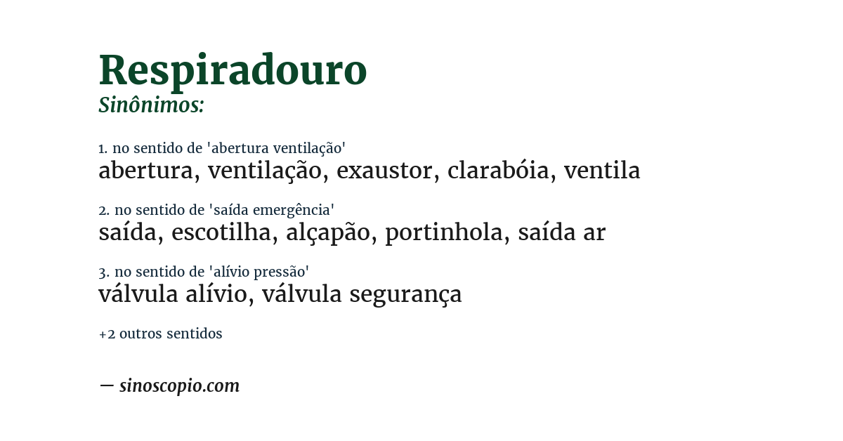 Sinônimo de respiradouro