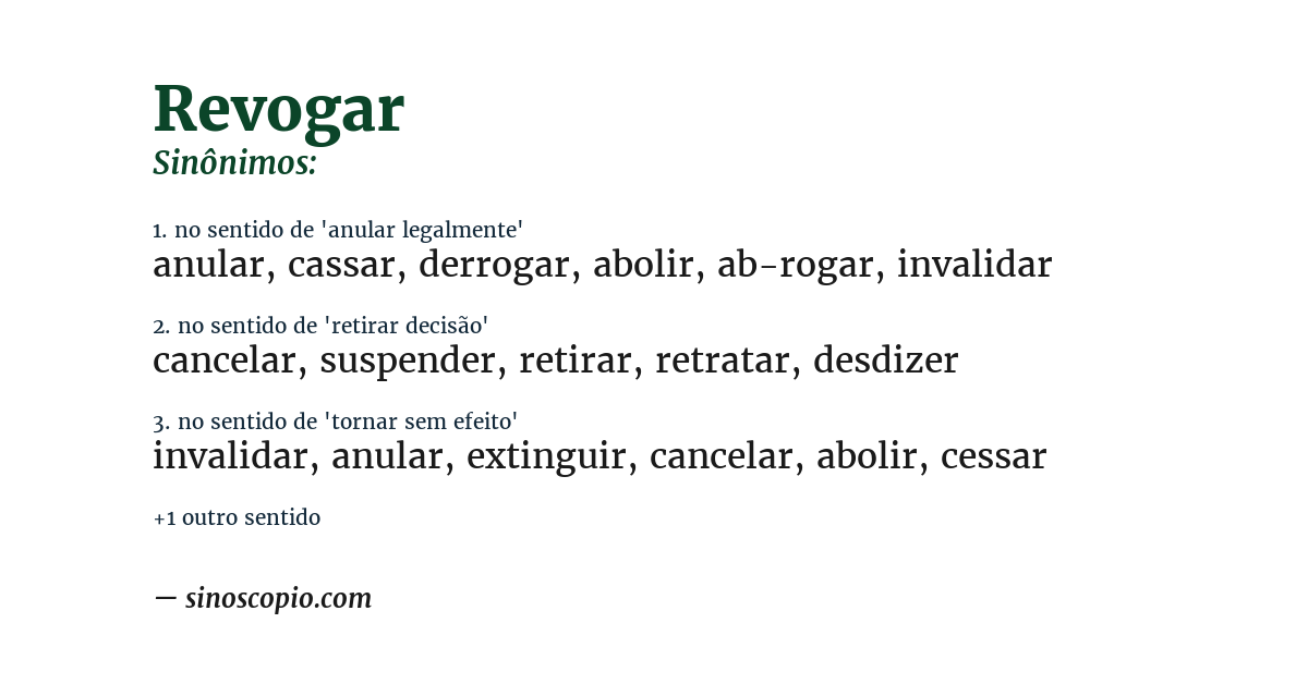 Sinônimo de revogar