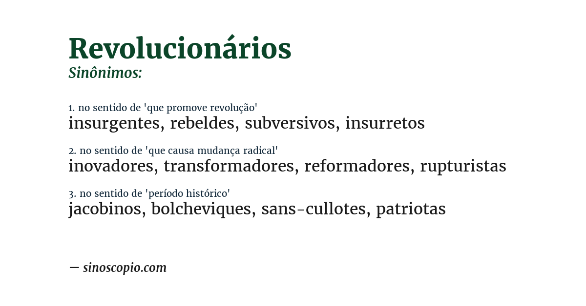 Sinônimo de revolucionários