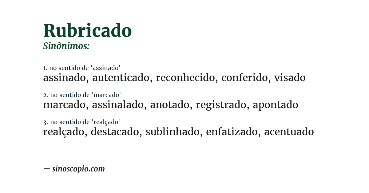 Sinônimo de rubricado