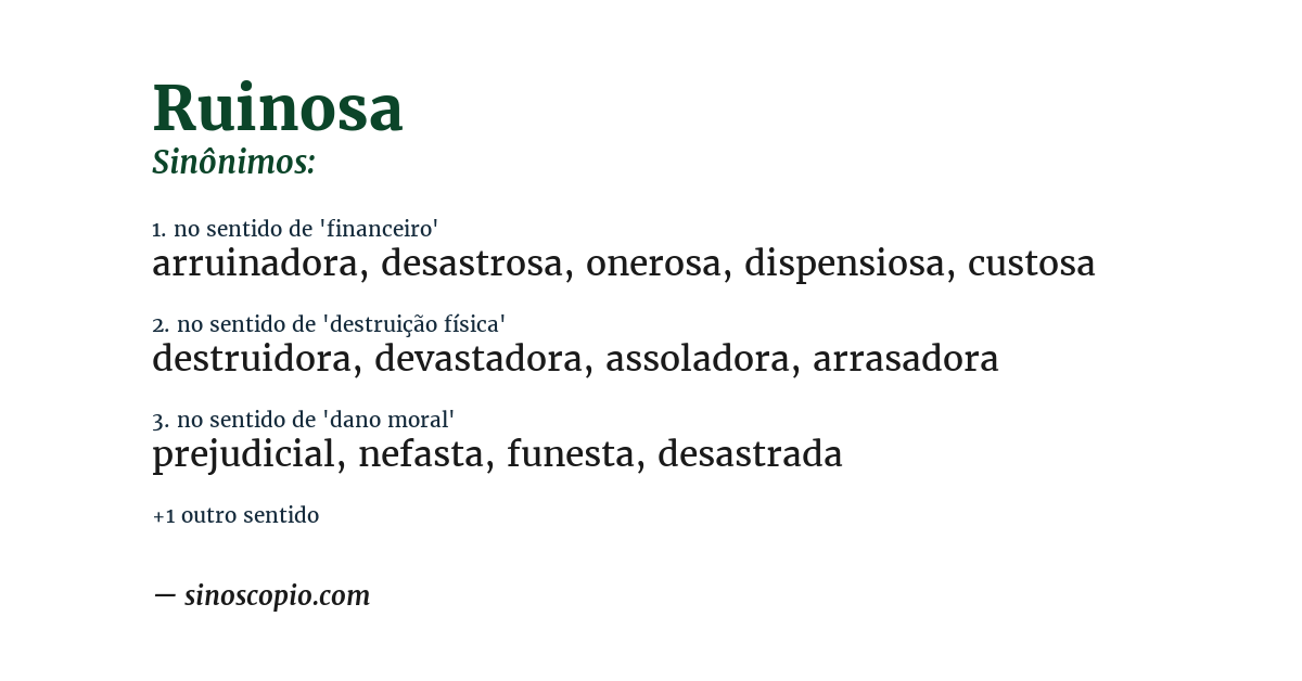 Sinônimo de ruinosa