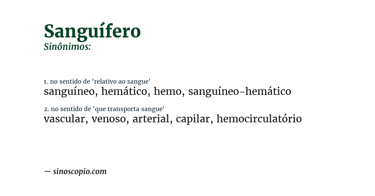 Sinônimo de sanguífero