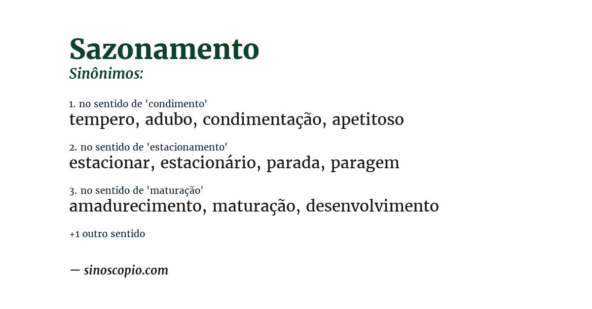 Sinônimo de sazonamento