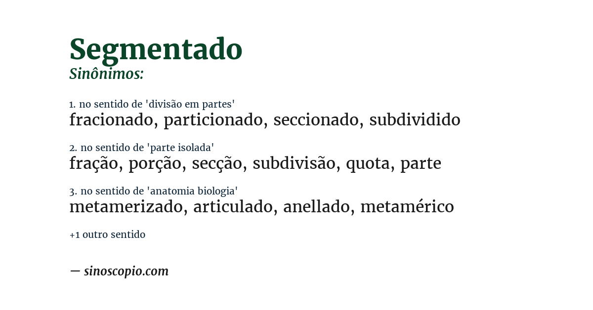 Sinônimo de segmentado