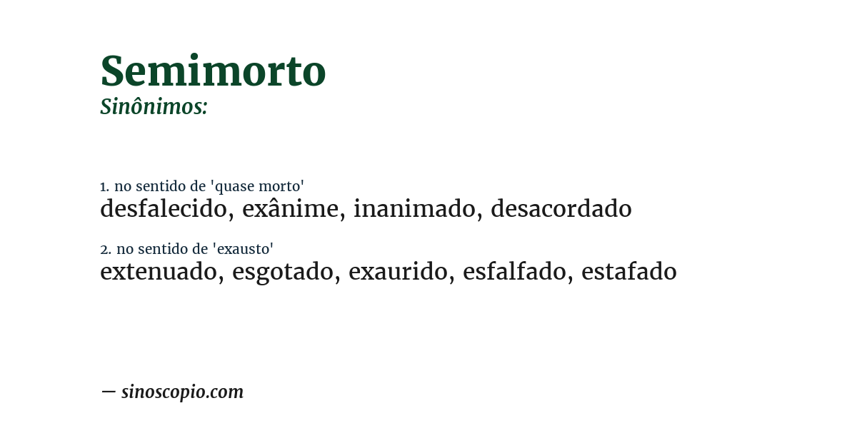 Sinônimo de semimorto
