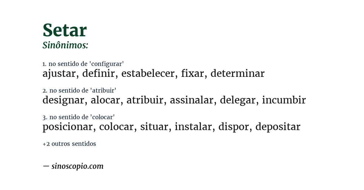 Sinônimo de setar