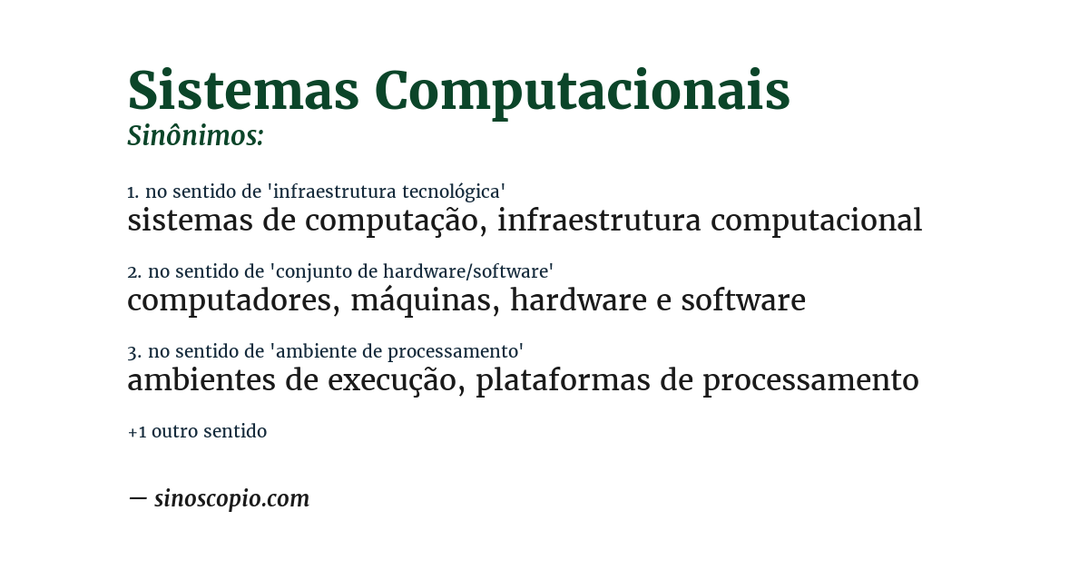 Sinônimo de sistemas computacionais