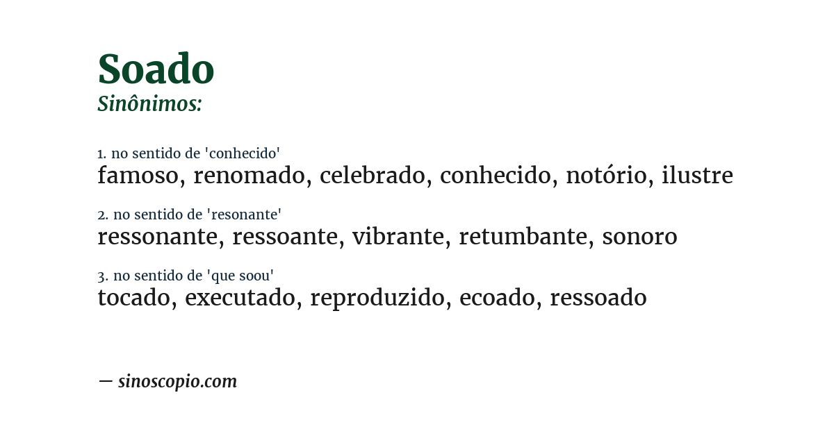 Sinônimo de soado