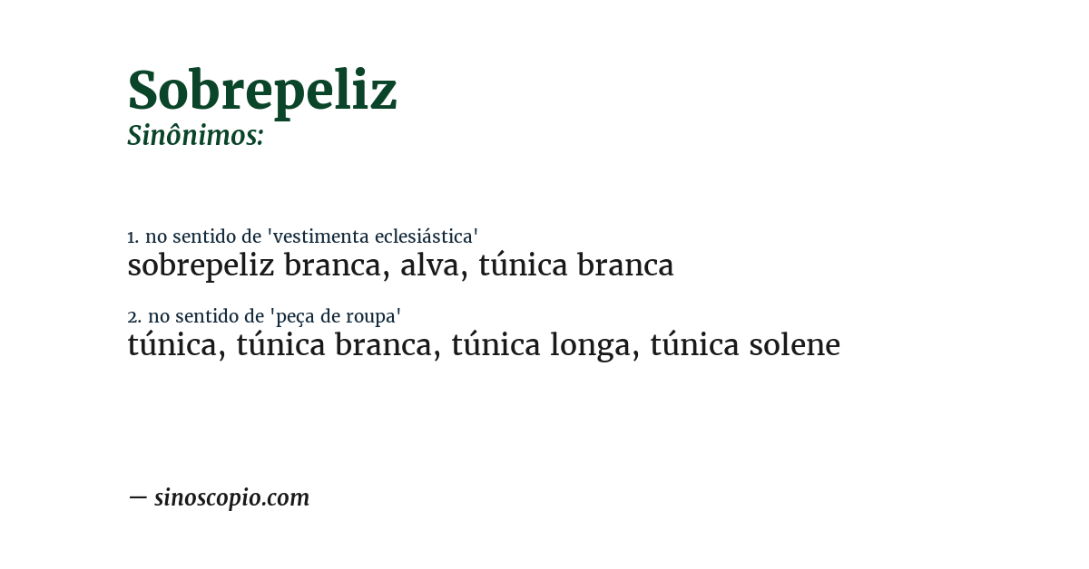 Sinônimo de sobrepeliz