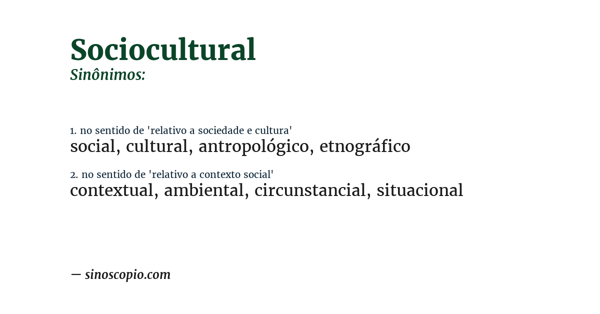 Sinônimo de sociocultural