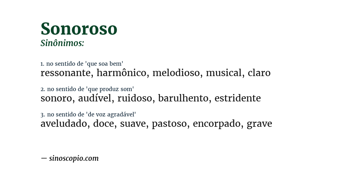 Sinônimo de sonoroso