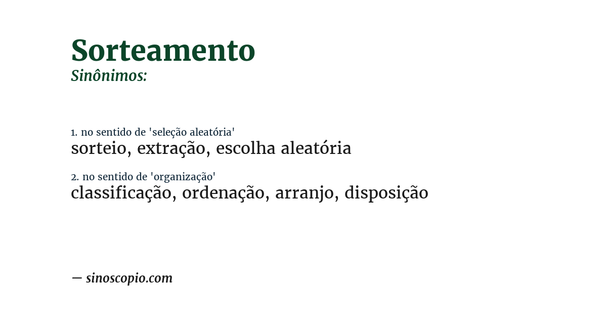 Sinônimo de sorteamento