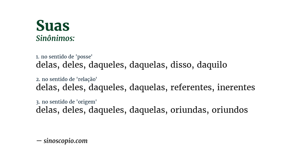 Sinônimo de suas