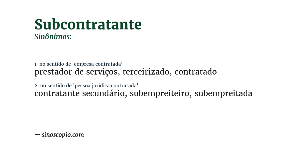 Sinônimo de subcontratante