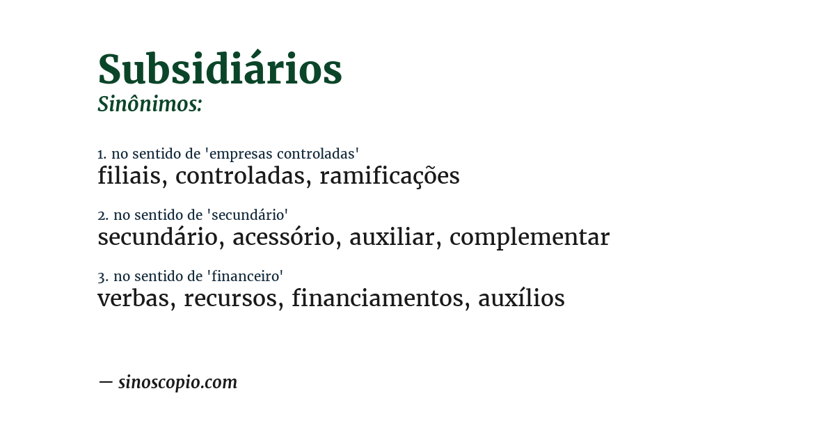 Sinônimo de subsidiários