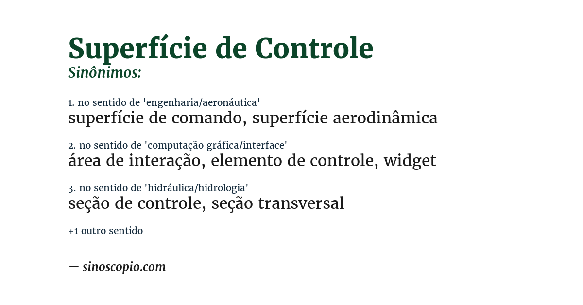 Sinônimo de superfície de controle