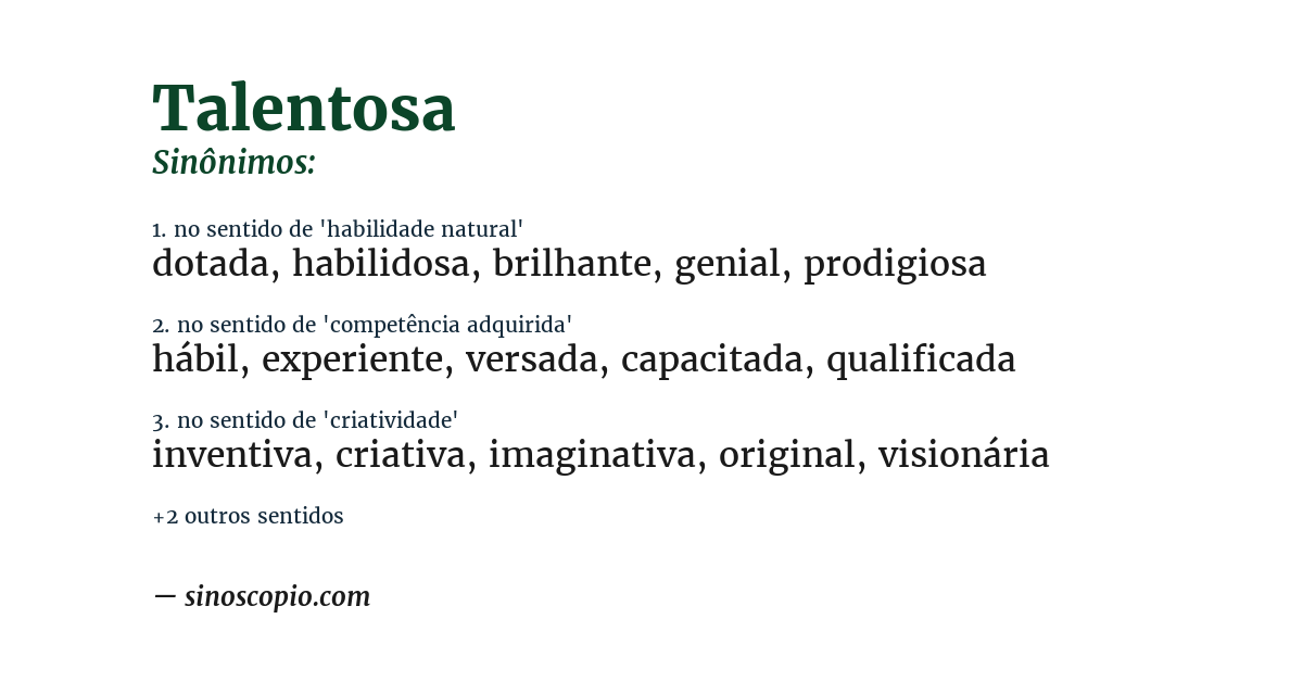 Sinônimo de talentosa