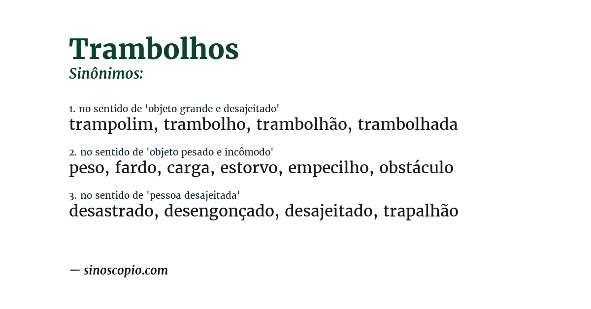 Sinônimo de trambolhos